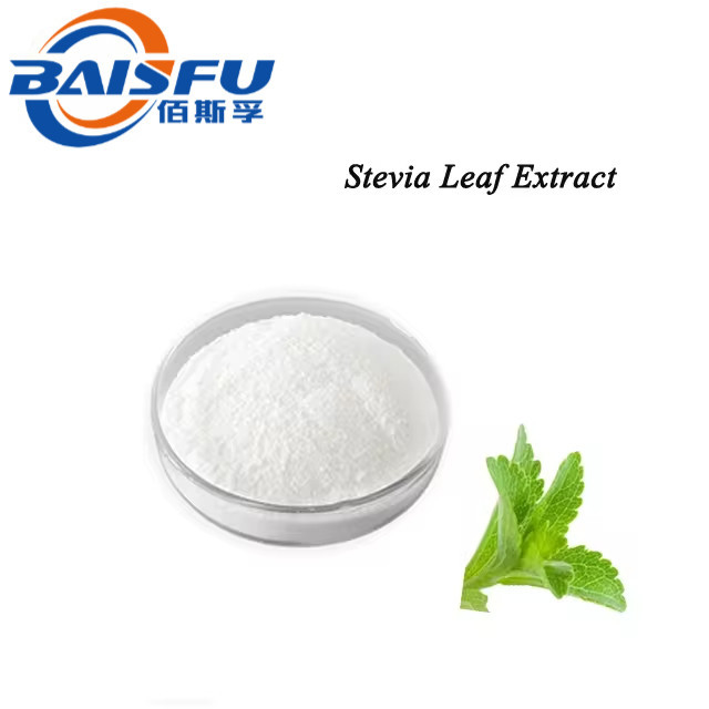 Baisfu bulk sale pure plant extract White fine powder high quality Natrual stevia 98% stevia leaf extract for weight-loss product used in candies and beverages.